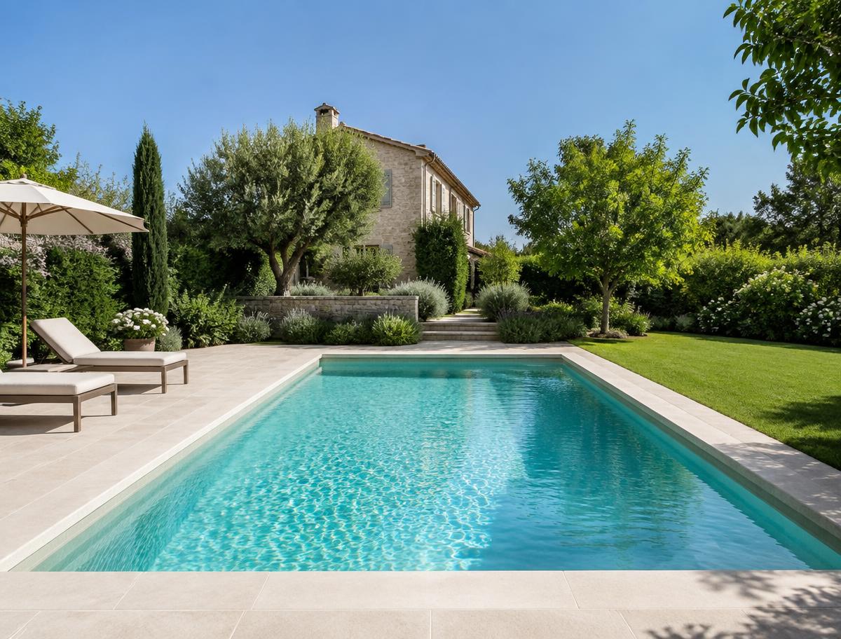 Illustration : Piscine coque & jardin